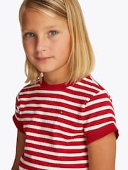 Tommy Hilfiger Red Ruffle Stripe Short Sleeve Top - Image 3 of 5