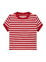 Tommy Hilfiger Red Ruffle Stripe Short Sleeve Top - Image 4 of 5