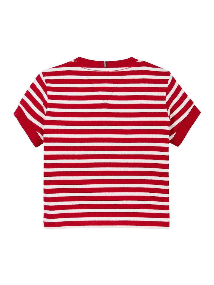 Tommy Hilfiger Red Ruffle Stripe Short Sleeve Top - Image 5 of 5 Tommy Hilfiger Red Ruffle Stripe Short Sleeve Top - Image 5 of 5