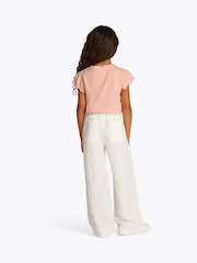 Tommy Hilfiger Coral Orange Slim Ruffle Short Sleeve Top - Image 2 of 5