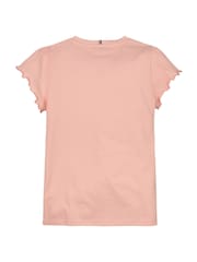 Tommy Hilfiger Coral Orange Slim Ruffle Short Sleeve Top - Image 5 of 5