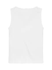 Tommy Hilfiger White Essential Rib Lace Tank Top - Image 5 of 5
