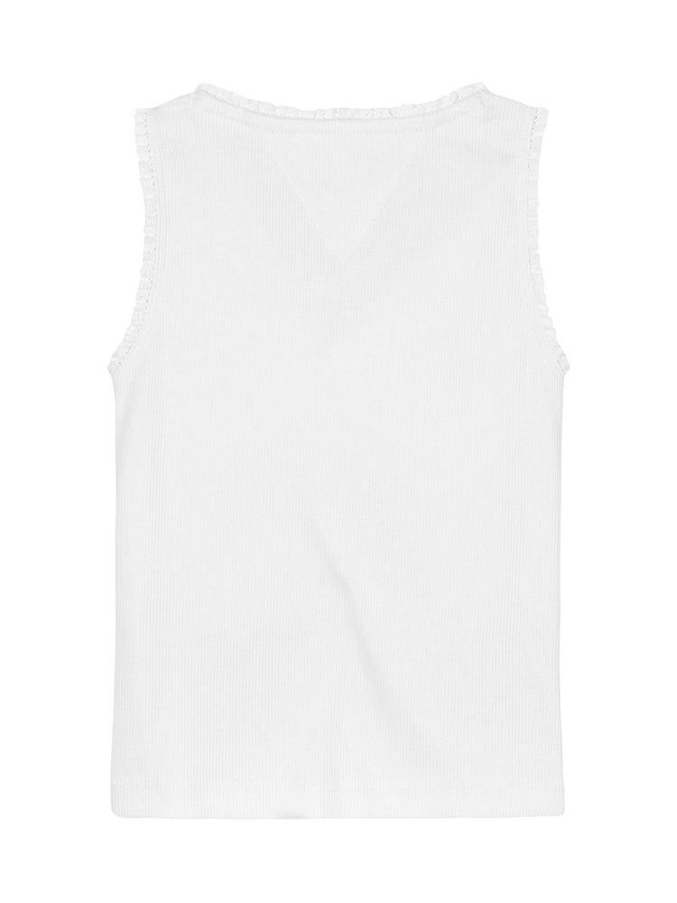 Tommy Hilfiger White Essential Rib Lace Tank Top - Image 5 of 5
