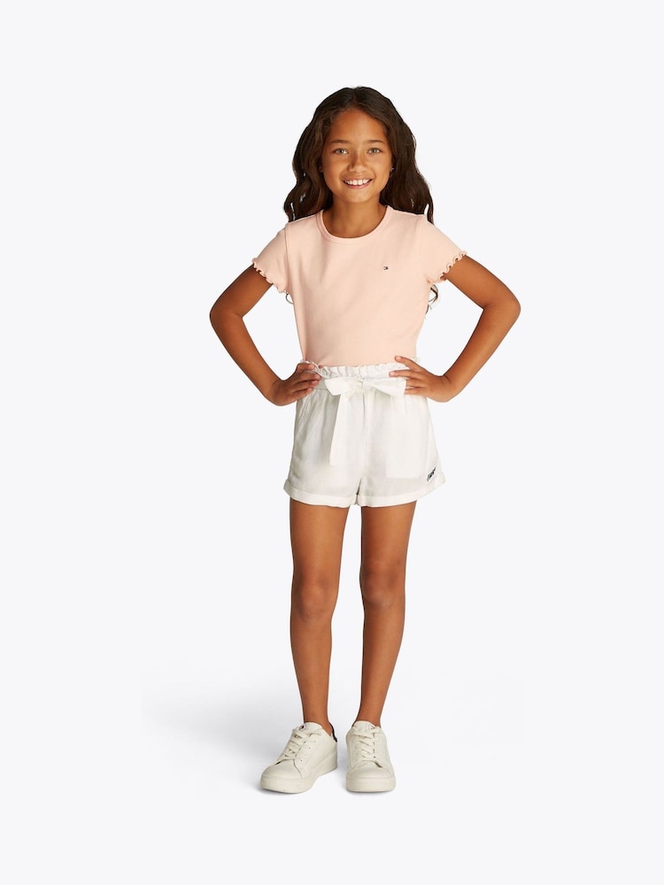 Tommy Hilfiger White Linen Pull On Shorts - Image 1 of 5 Tommy Hilfiger White Linen Pull On Shorts - Image 1 of 5