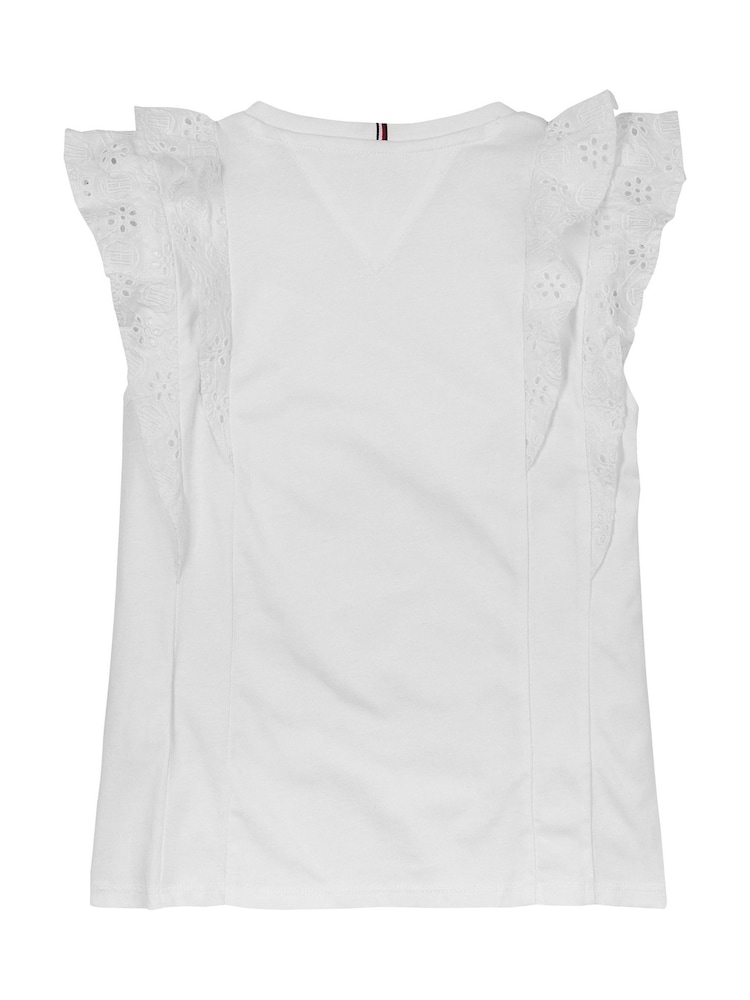 Tommy Hilfiger White Broderie Anglaise 100% Cotton Knit Top - Image 2 of 2 Tommy Hilfiger White Broderie Anglaise 100% Cotton Knit Top - Image 2 of 2