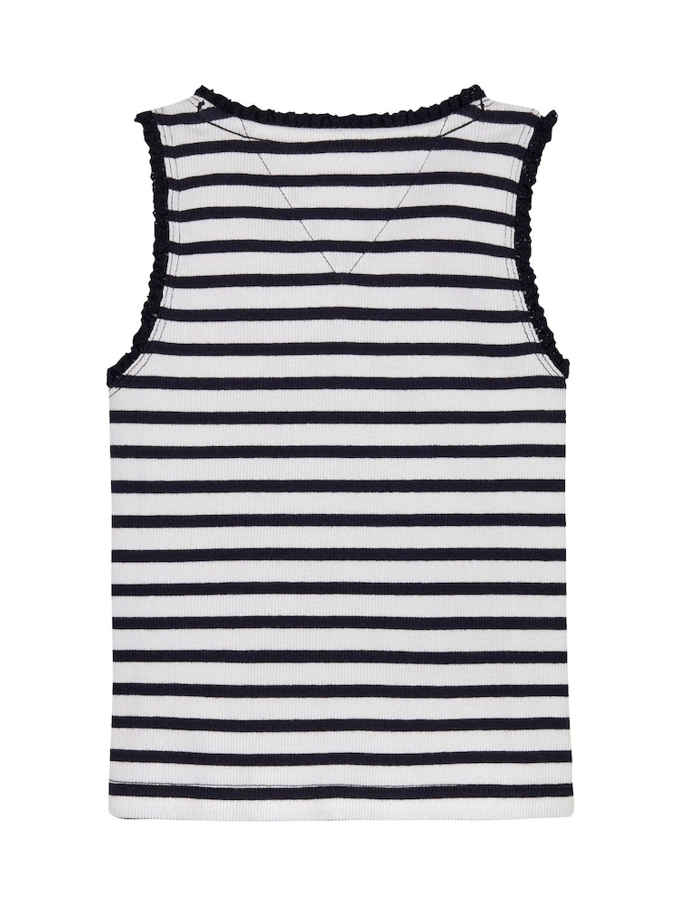 כחול  - Tommy Hilfiger Essential Rib Lace Tank Top - Image 5 of 6