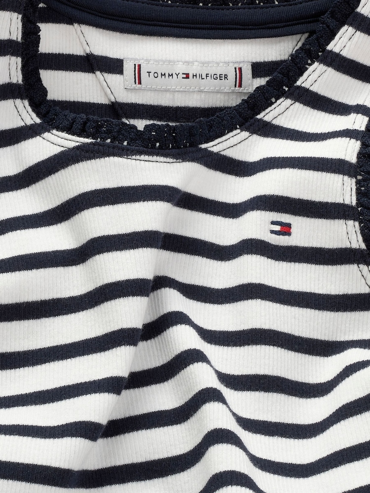 Tommy Hilfiger Blue Essential Rib Lace Tank Top - Image 6 of 6