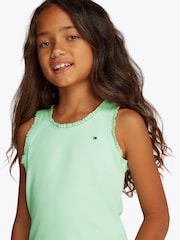 Tommy Hilfiger Green Essential Rib Lace Tank Top - Image 3 of 5