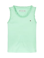 Tommy Hilfiger Green Essential Rib Lace Tank Top - Image 4 of 5