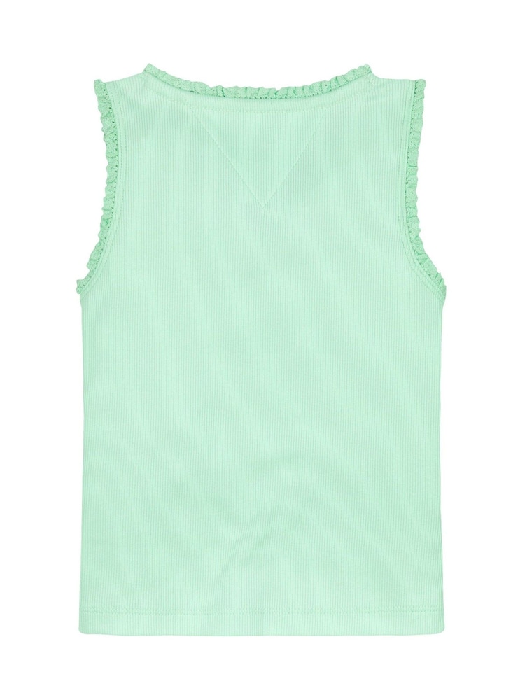 Tommy Hilfiger Green Essential Rib Lace Tank Top - Image 5 of 5