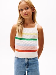 Tommy Hilfiger Natural 100% Cotton Crochet Tank Top - Image 1 of 5