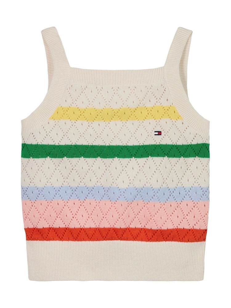 Tommy Hilfiger Natural 100% Cotton Crochet Tank Top - Image 5 of 5