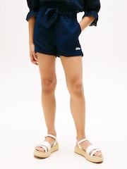 Tommy Hilfiger Blue Linen Pull On Shorts - Image 1 of 5