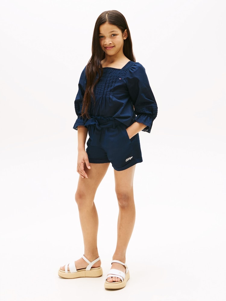 Tommy Hilfiger Blue Linen Pull On Shorts - Image 2 of 5