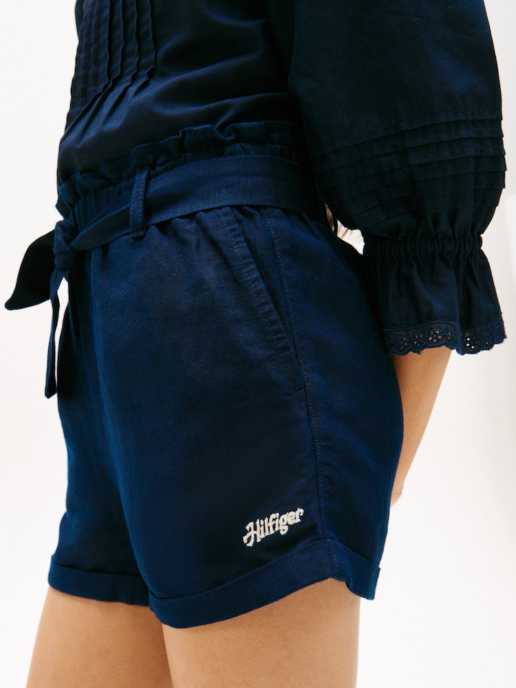 Tommy Hilfiger Blue Linen Pull On Shorts - Image 4 of 5