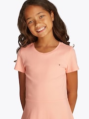 Tommy Hilfiger Orange Essential Skater 100% Cotton Dress - Image 3 of 5