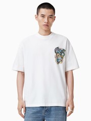 AllSaints White 100% Organic Cotton Writher Crew Neck T-Shirt - Image 1 of 8