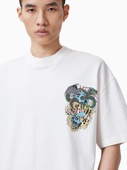 AllSaints White 100% Organic Cotton Writher Crew Neck T-Shirt - Image 4 of 8