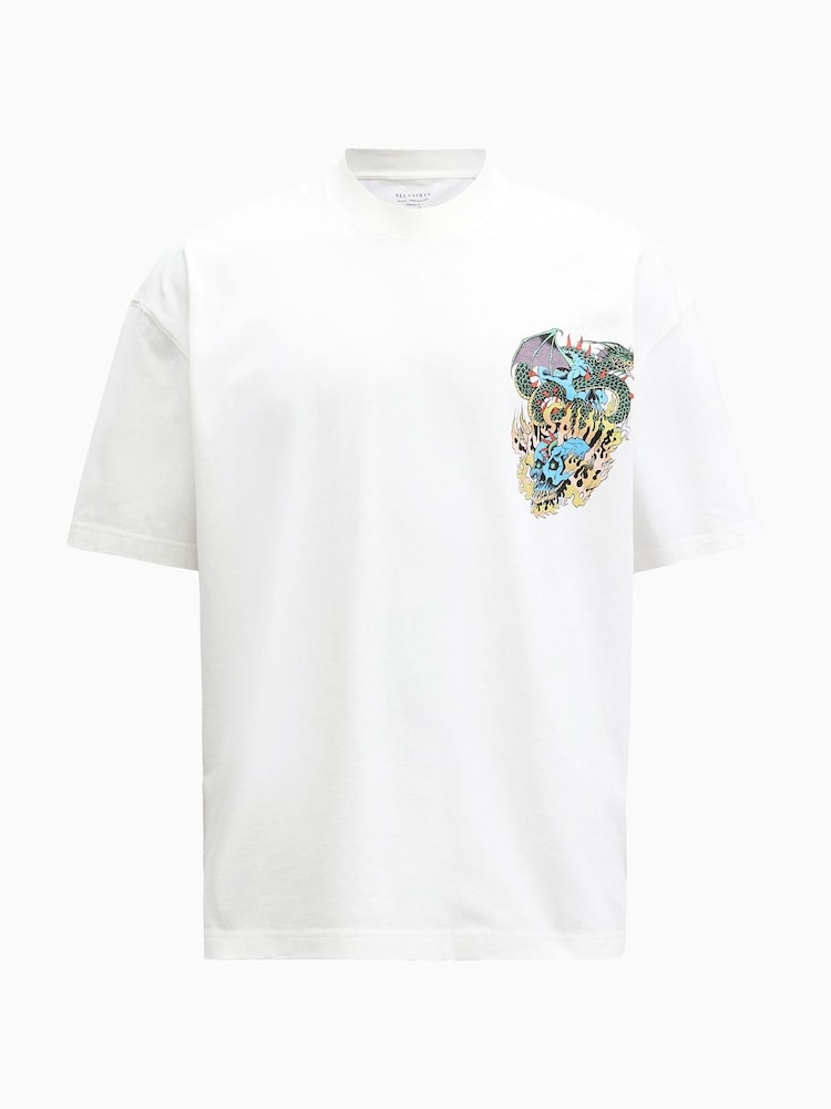 AllSaints White 100% Organic Cotton Writher Crew Neck T-Shirt - Image 8 of 8
