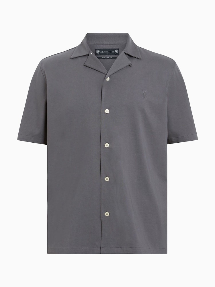 AllSaints Grey Hudson Short Sleeve Shirt - Image 6 of 6