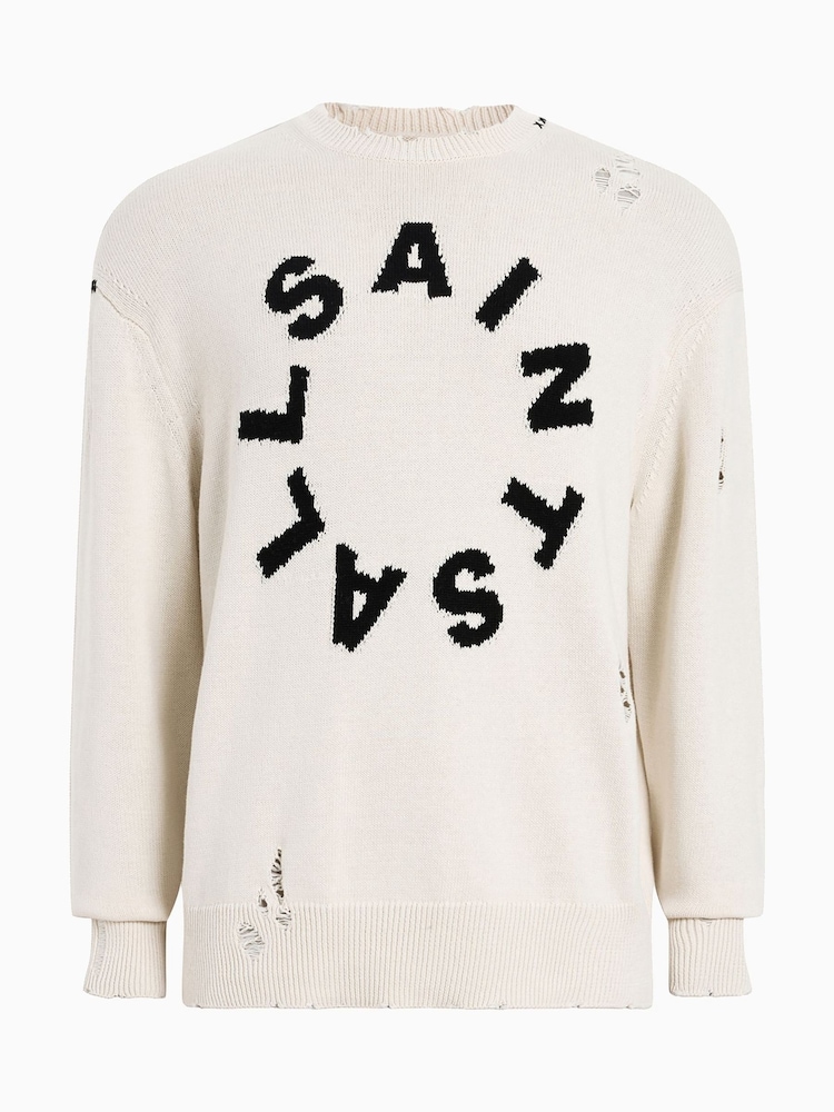 AllSaints White 100% Organic Cotton Diageo Crew Jumper - Image 7 of 7
