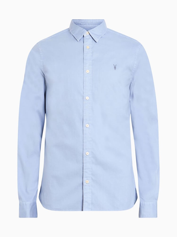 AllSaints Blue Hawthorne Shirt - Image 8 of 8