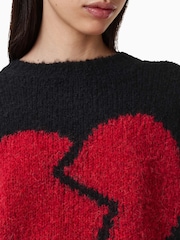 AllSaints Black Luv Heart Crew Neck Jumper - Image 3 of 8
