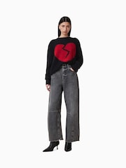 AllSaints Black Luv Heart Crew Neck Jumper - Image 6 of 8