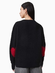 AllSaints Black Luv Heart Crew Neck Jumper - Image 7 of 8