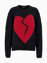 AllSaints Black Luv Heart Crew Neck Jumper - Image 8 of 8