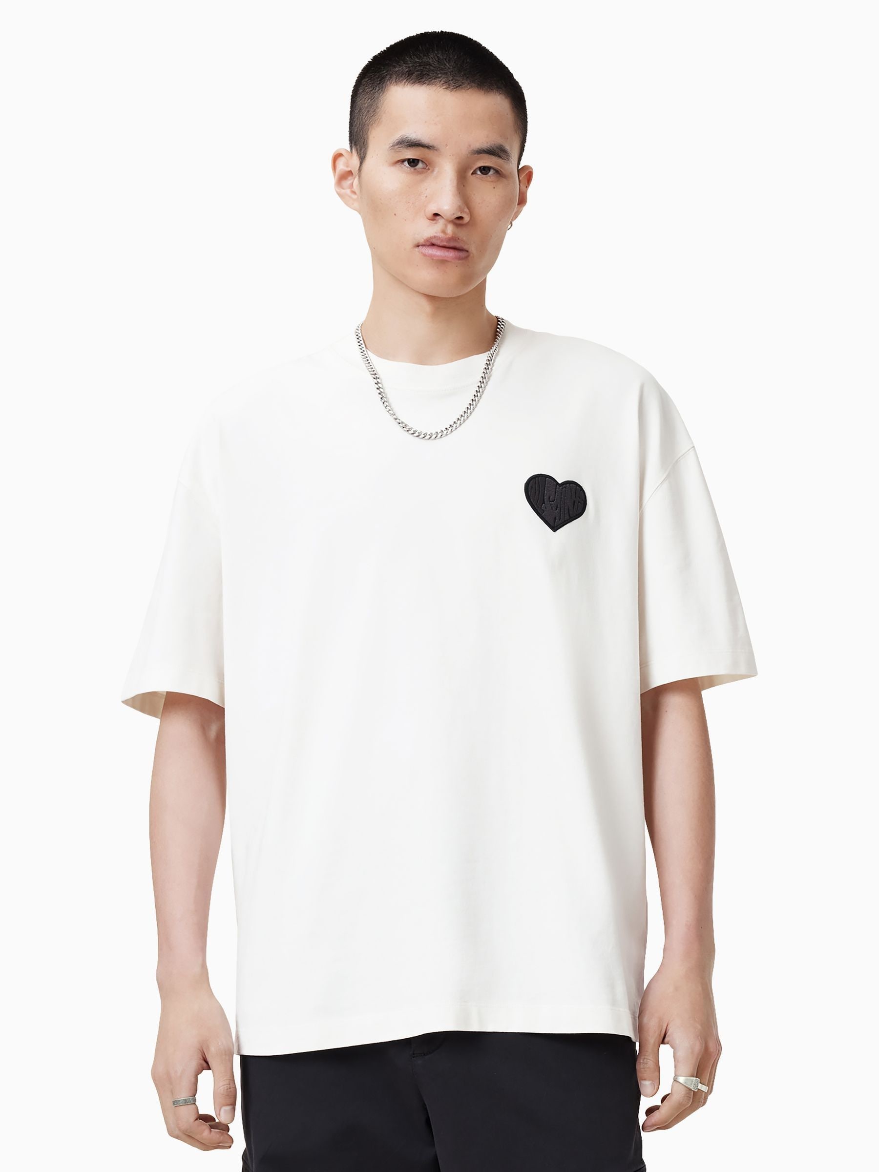 Buy AllSaints White 100% Organic Cotton Lover Crew Neck T-Shirt