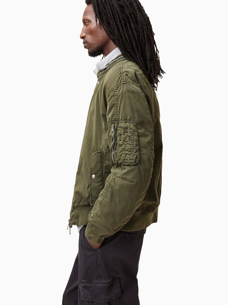 AllSaints Green Banner Bomber Jacket - Image 1 of 6
