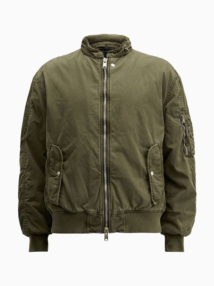 AllSaints Green Banner Bomber Jacket - Image 6 of 6
