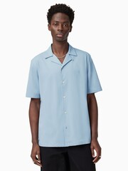 AllSaints Blue Hudson Short Sleeve Shirt - Image 1 of 6