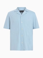 AllSaints Blue Hudson Short Sleeve Shirt - Image 6 of 6
