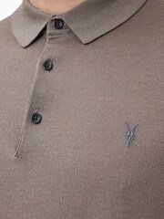 AllSaints Brown Mode Merino Polo Shirt - Image 4 of 6
