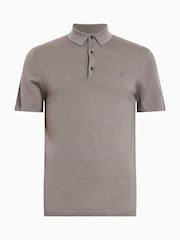 AllSaints Brown Mode Merino Polo Shirt - Image 6 of 6