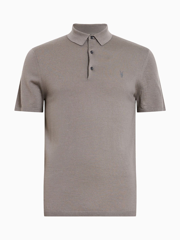 AllSaints Brown Mode Merino Polo Shirt - Image 6 of 6