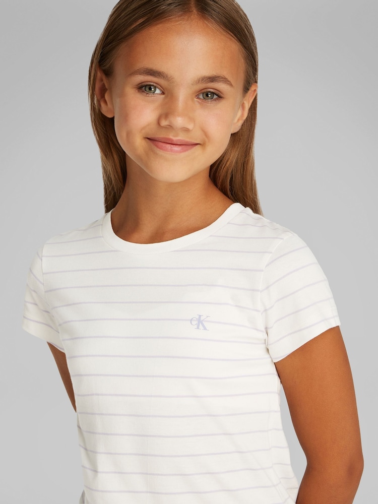 Calvin Klein Pink Slim Stripe 100% Cotton T-Shirt 2 Pack - Image 3 of 5