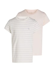 Calvin Klein Pink Slim Stripe 100% Cotton T-Shirt 2 Pack - Image 4 of 5