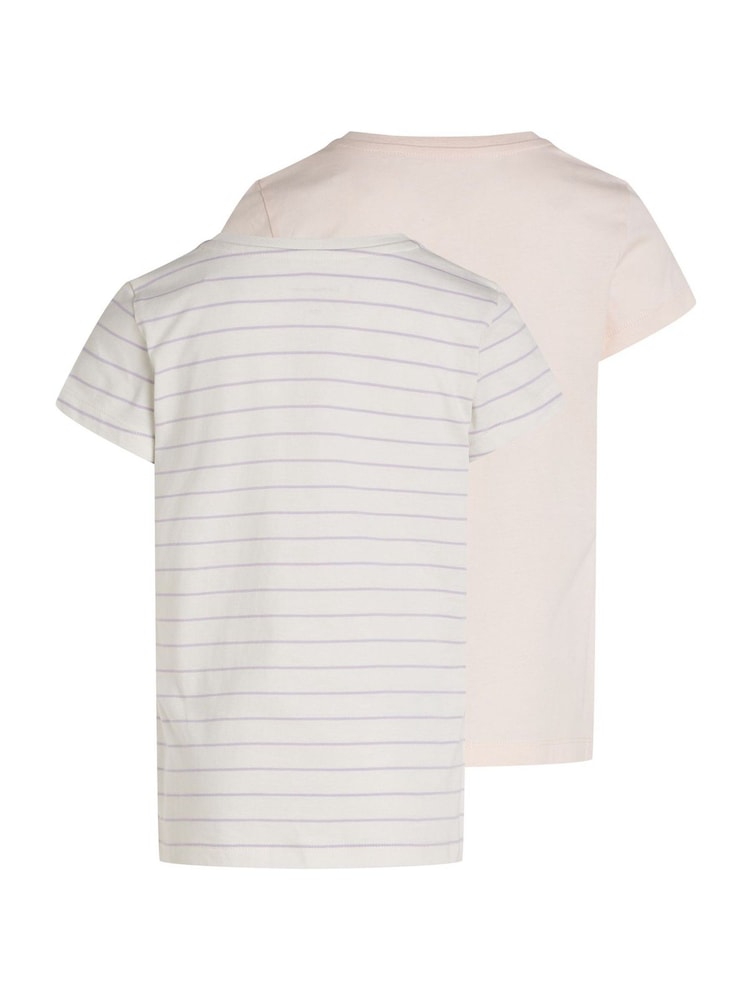 Calvin Klein Pink Slim Stripe 100% Cotton T-Shirt 2 Pack - Image 5 of 5