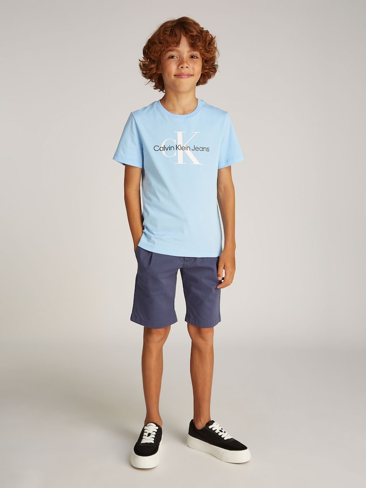 Calvin Klein Blue Kids Unisex 100% Cotton T-Shirt - Image 3 of 7