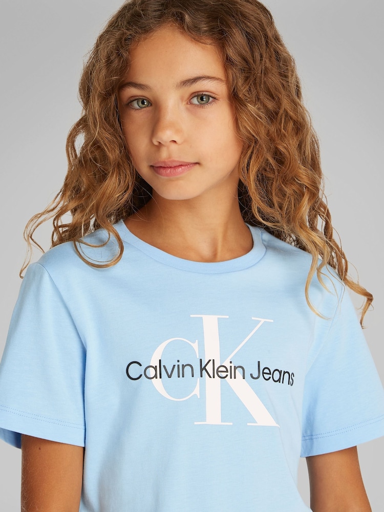 Calvin Klein Blue Kids Unisex 100% Cotton T-Shirt - Image 4 of 7