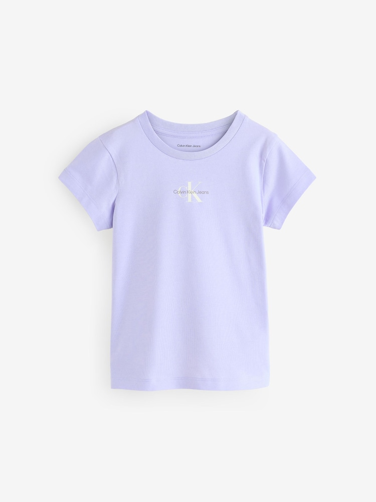 Calvin Klein Purple Monogram 100% Cotton T-Shirt - Image 4 of 6