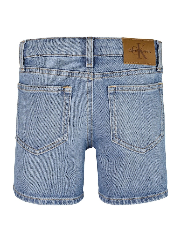 Calvin Klein Blue Mid Rise Slim Denim Shorts - Image 5 of 5