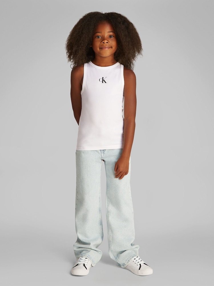 Calvin Klein White Logo Tank Top - Image 1 of 5