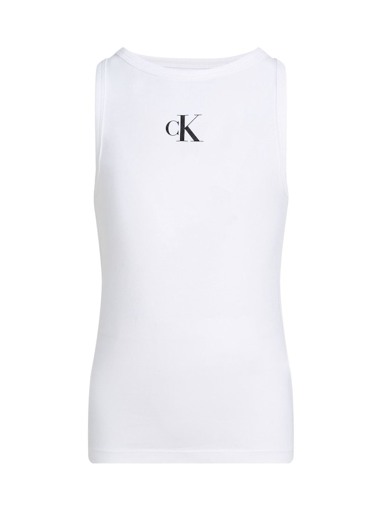 Biały - Top bez rękawów Calvin Klein z logo - Image 4 of 5