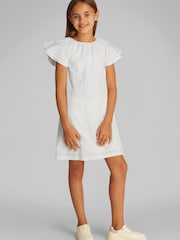 Calvin Klein White Crisp Poplin Short Sleeve 100% Cotton Dress - Image 1 of 5