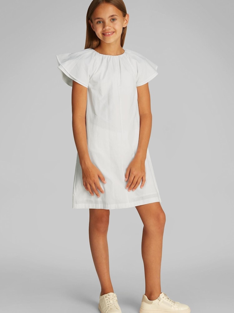 Calvin Klein White Crisp Poplin Short Sleeve 100% Cotton Dress - Image 1 of 5