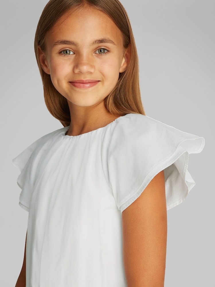 Calvin Klein White Crisp Poplin Short Sleeve 100% Cotton Dress - Image 4 of 5